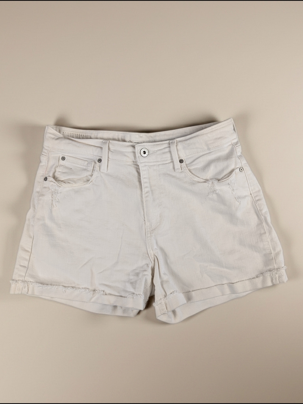 Levi's High Rise Denim Shorts White Women's 8 Cuffed distressed